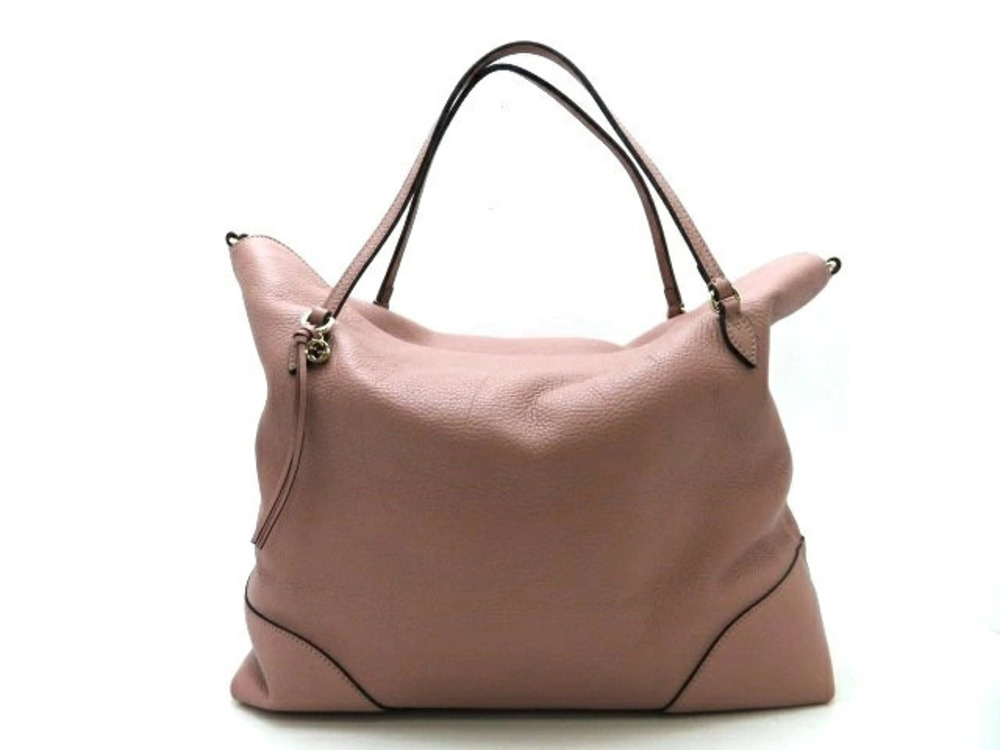 Gucci Tote Bag Shoulder Bree Calf Leather Pink